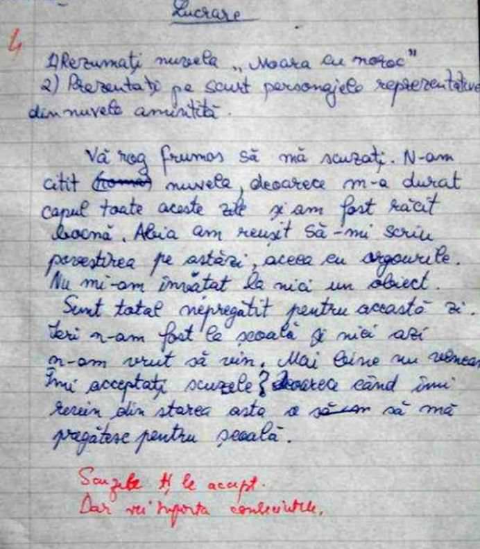 Ce a raspuns un elev la lucrarea de control la limba romana! Nimeni nu se astepta la asta!1