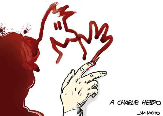 Creionul este mai puternic decat sabia! 28 de CARICATURISTI aduc un OMAGIU victimelor atacului de la Charlie Hebdo!13