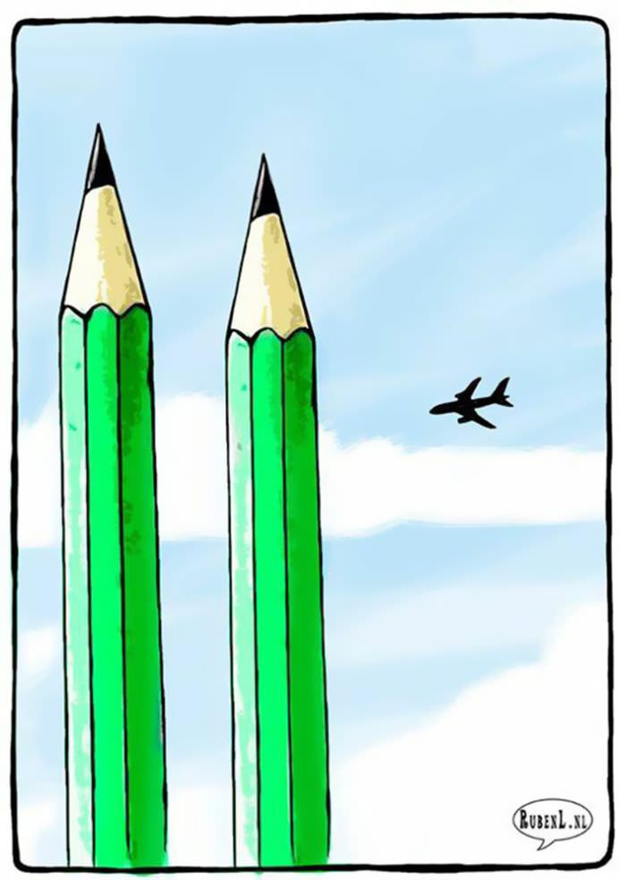 Creionul este mai puternic decat sabia! 28 de CARICATURISTI aduc un OMAGIU victimelor atacului de la Charlie Hebdo!5